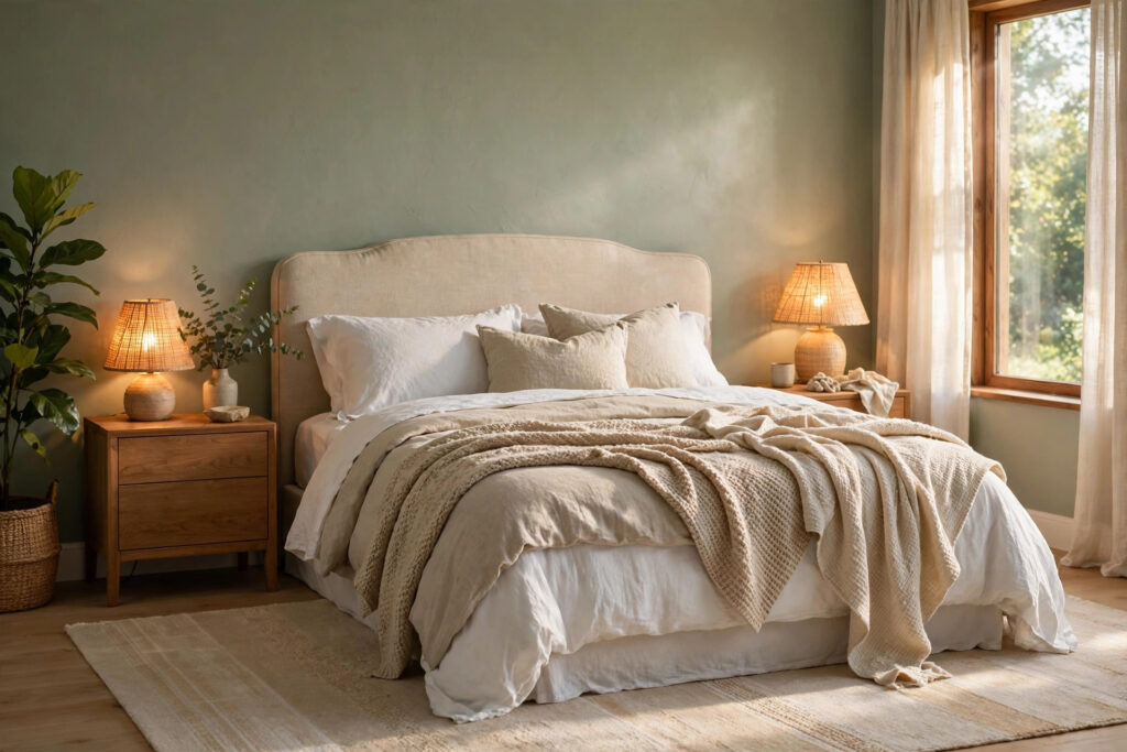 Beautiful comfortable bedroom with soft bedding and calming decor - 10 bedroom ideas to create a comfortable and beautiful space
