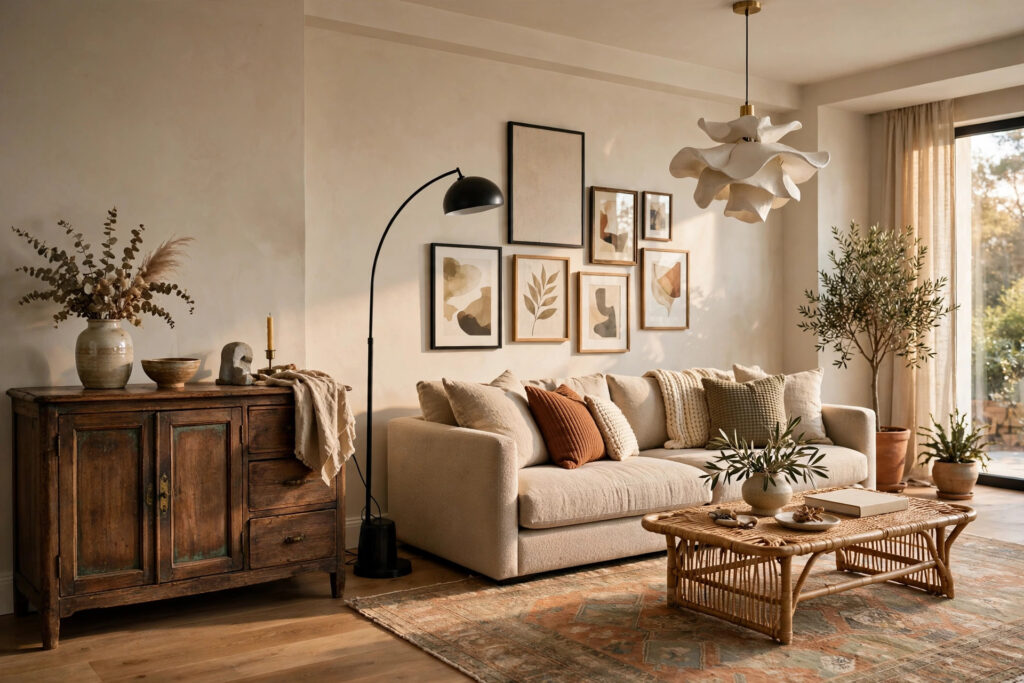 Stylish comfortable home interior with balanced colors and layered textures - 10 interior design ideas to create a stylish and comfortable home