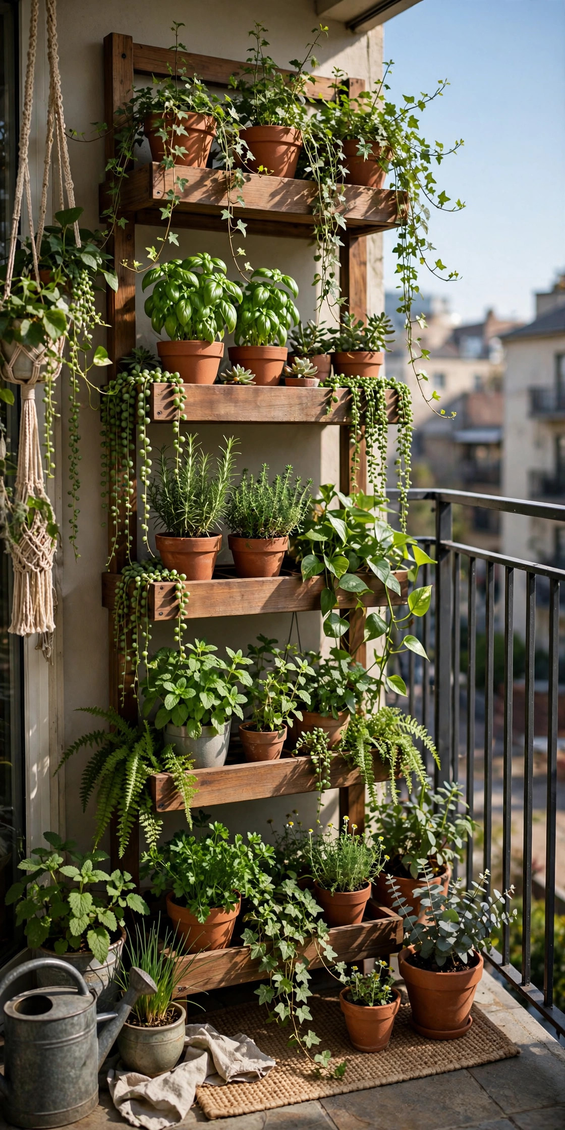 Balcony garden ideas for small outdoor spaces – containers, railing planters and vertical planting in a small balcony garden