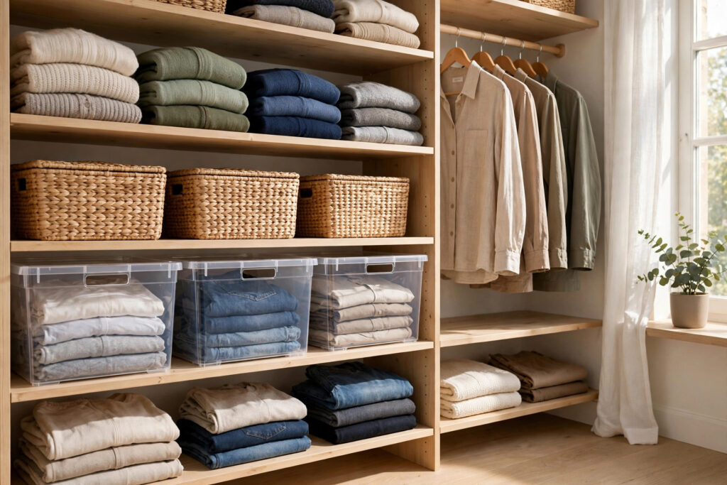 Tidy organized living room illustrating simple home organization ideas